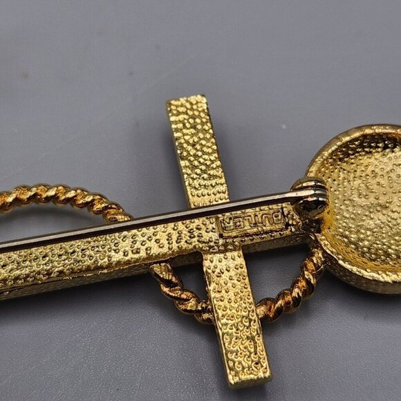 Butler Anchor Brooch Red White Green Crystal Maritime Nautical Costume Jewelry - Picture 6 of 8